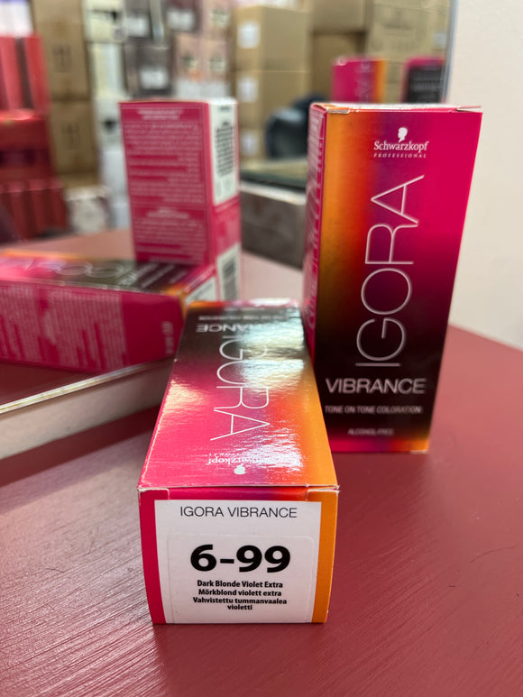 Schwarzkopf Igora Vibrance Tone-On-Tone Coloration 6-99 Dark Blonde Violet Extra 60ml each 2x bottles