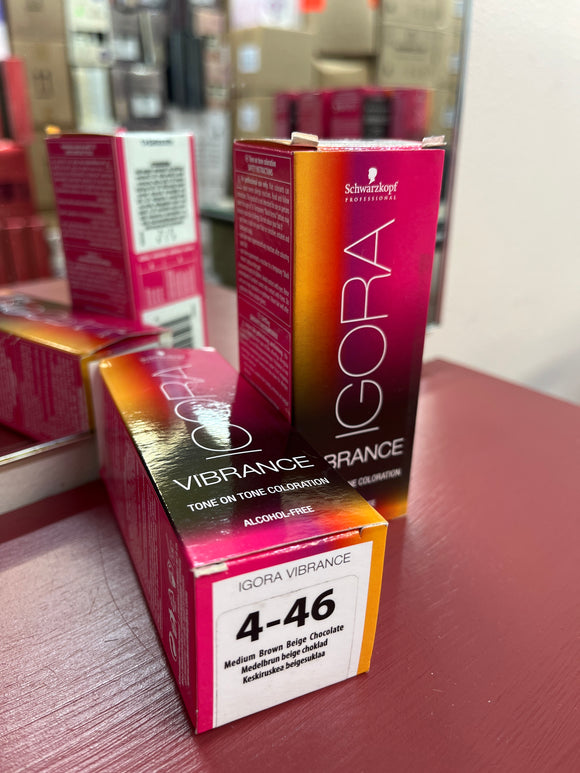 Schwarzkopf Igora Vibrance Tone-On-Tone Coloration 4-46 Medium Brown Beige Chocolate 60ml each 2x bottles