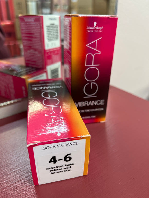 Schwarzkopf Igora Vibrance Tone-On-Tone Coloration 4-6 Medium Brown Chocolate 60ml each 2x bottles