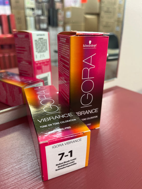Schwarzkopf Igora Vibrance Tone-On-Tone Coloration 7-1 Medium Blonde Cendré 60ml each 2x bottles