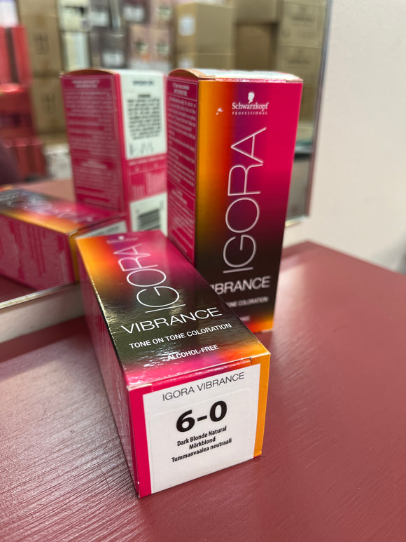 Schwarzkopf Igora Vibrance Tone-On-Tone Coloration 6-0 Dark Blonde Natural 60ml each 2x bottles