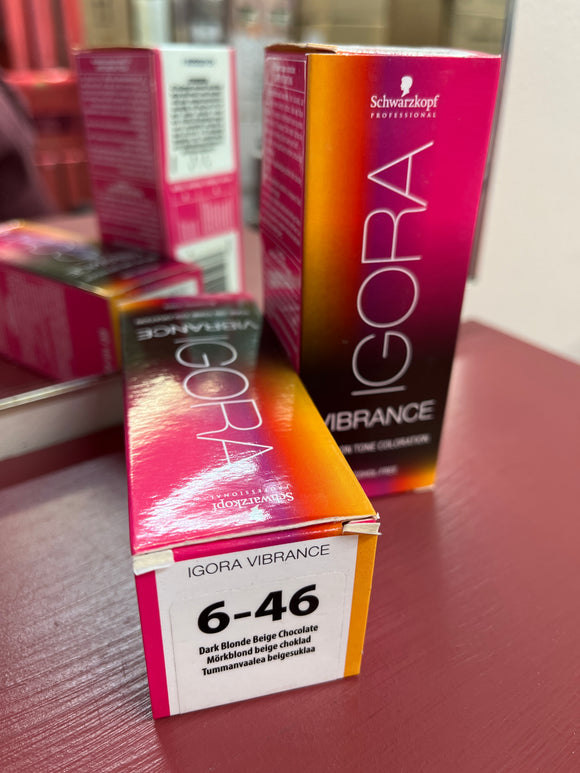 Schwarzkopf Igora Vibrance Tone-On-Tone Coloration 6-46 Dark Blonde Beige Chocolate 60ml each 2x bottles