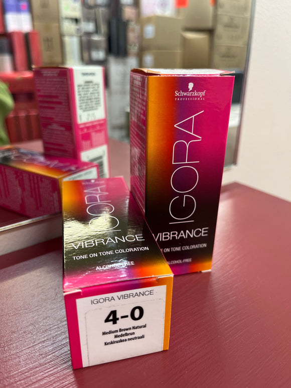 Schwarzkopf Igora Vibrance Tone-On-Tone Coloration 4-0 Medium Brown Natural 60ml each 2x bottles
