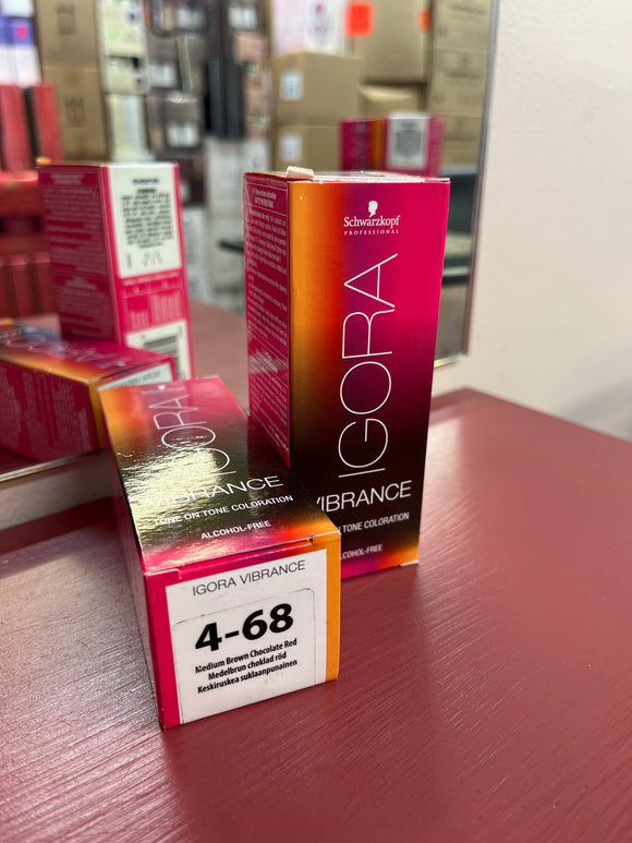 Schwarzkopf Igora Vibrance Tone-On-Tone Coloration 4-68 Medium Brown Chocolate Red 60ml each 2x bottles