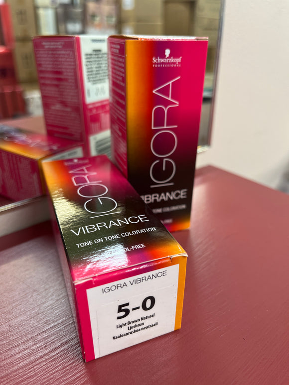 Schwarzkopf Igora Vibrance Tone-On-Tone Coloration 5-0 Light Brown Natural 60ml each 2x bottles