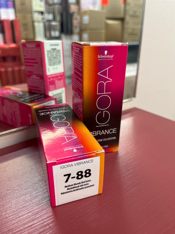 Schwarzkopf Igora Vibrance Tone-On-Tone Coloration 7-88 Medium Blonde Red Extra 60ml each 2x bottles