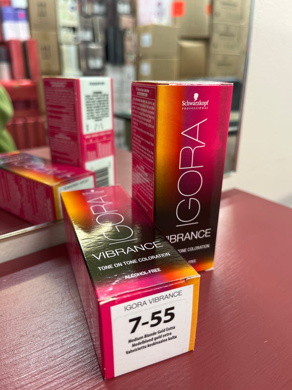 Schwarzkopf IGORA VIBRANCE 7-55 Medium Blonde Gold Extra 60ml each 2x bottles