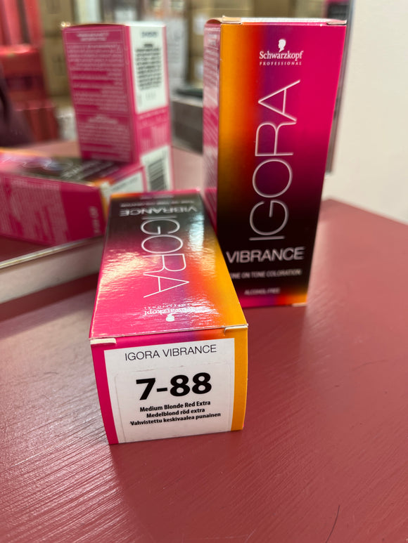Schwarzkopf Igora Vibrance Tone-On-Tone Coloration 7-88 Medium Blonde Red Extra 60ml each 2x bottles