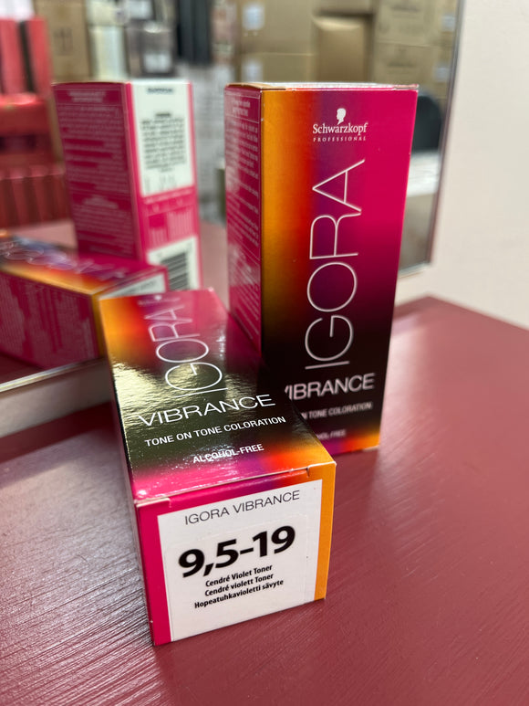 Schwarzkopf Igora Vibrance Tone-On-Tone Coloration 9,5-19 Cendré Violet Toner 60ml each 2x bottles