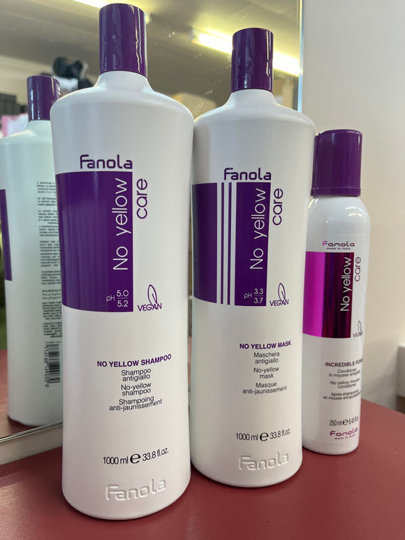 Fanola No Yellow Duo - SHAMPOO & MASK BLONDE TONER BOTH 1 LITRE EACH + No Yellow Foam toner