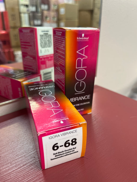 Schwarzkopf Igora Vibrance Tone-On-Tone Coloration 6-68 Dark Blonde Chocolate Red 60ml each 2x bottles