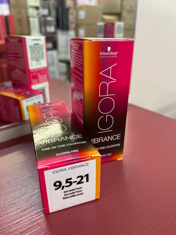 Schwarzkopf Igora Vibrance Tone-On-Tone Coloration 9,5-21 Ash Cendré Toner 60ml each 2x bottles