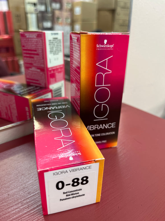 Schwarzkopf Igora Vibrance Tone-On-Tone Coloration 0-88 Red Concentrate 60ml each 2x bottles