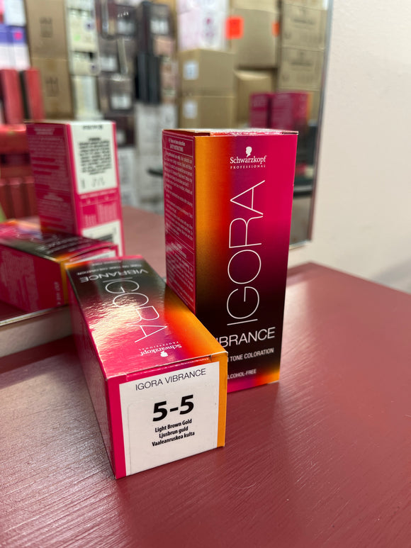 Schwarzkopf Igora Vibrance Tone-On-Tone Coloration 5-5 Light Brown Gold 60ml each 2x bottles