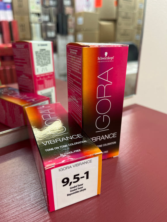 Schwarzkopf Igora Vibrance Tone-On-Tone Coloration 9,5-1 Cendré Toner 60ml each 2x bottles