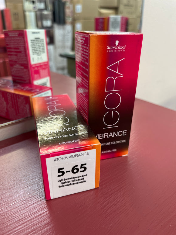 Schwarzkopf Igora Vibrance Tone-On-Tone Coloration 5-65 Light Brown Chocolate Gold 60ml each 2x bottles