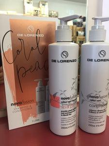 De Lorenzo Nova Fusion Coral Peach Shampoo & Conditioner Duo Pack both 250ml