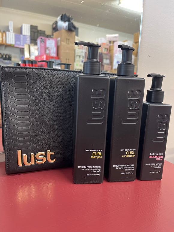 Lust Curl Shampoo Conditioner & Ends Repair Balm Trio Pack