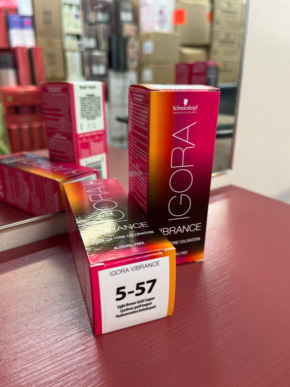 Schwarzkopf Igora Vibrance Tone-On-Tone Coloration 5-57 Light Brown Gold Copper 60ml each 2x bottles
