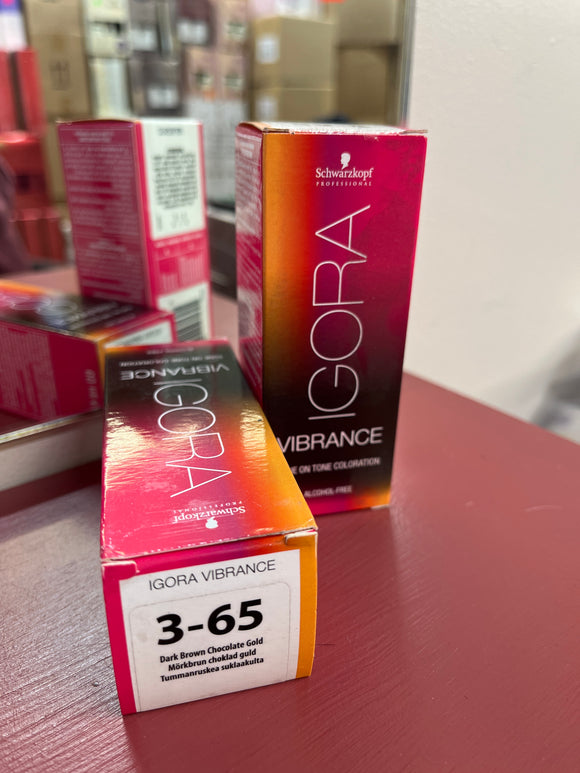 Schwarzkopf Professional Igora Vibrance 3-65 Dark Brown Chocolate Gold - 60ml each 2x bottles