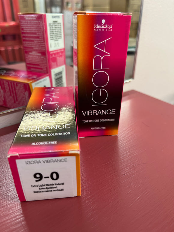 Schwarzkopf Igora Vibrance Tone-On-Tone Coloration 9-0 Extra Light Blonde Natural 60m each 2x bottles