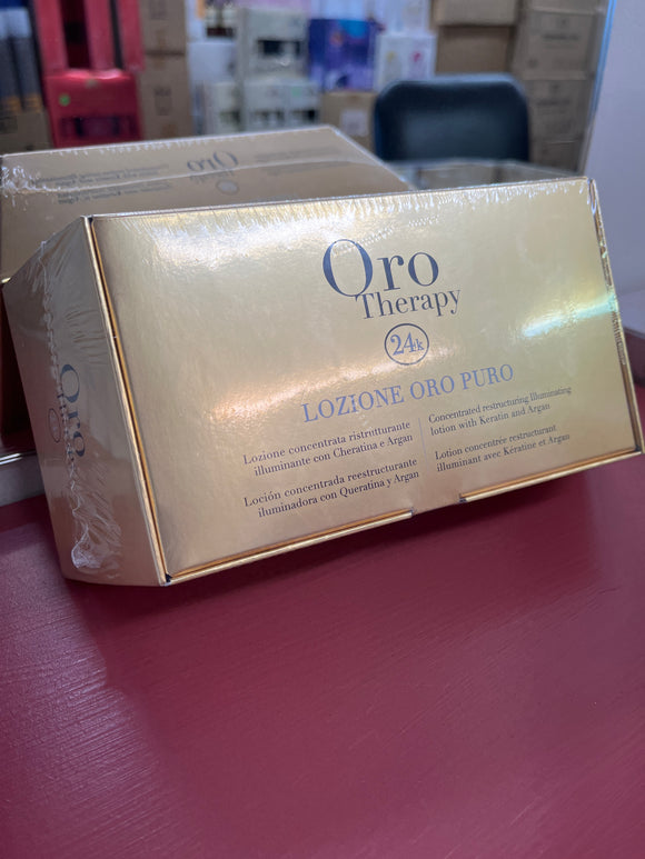 Oro Therapy 24k Oro Puro Hair Lotion KERATIN & ARGAN OIL 12pc x 10ml TREATMENT