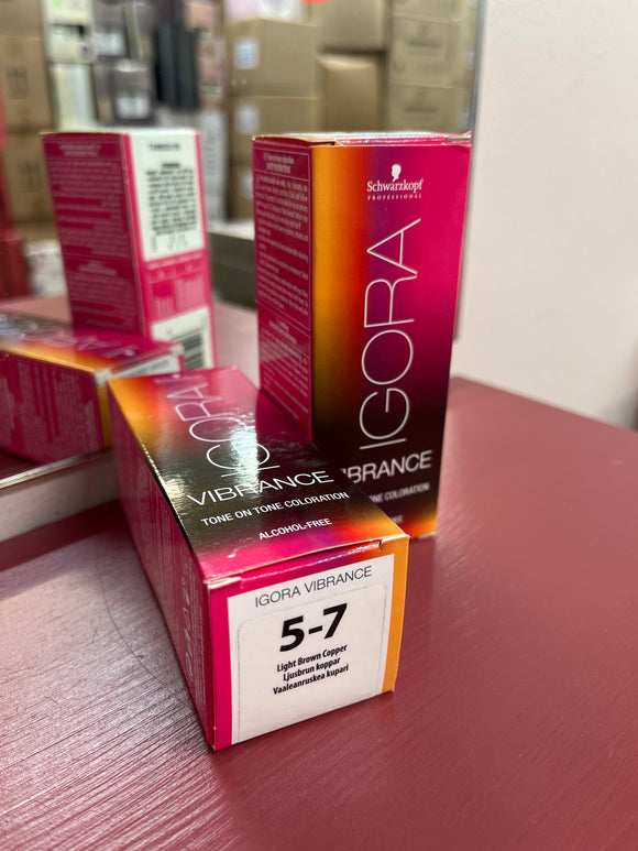 Schwarzkopf Igora Vibrance Tone-On-Tone Coloration 5-7 Light Brown Copper 60ml each 2x bottles