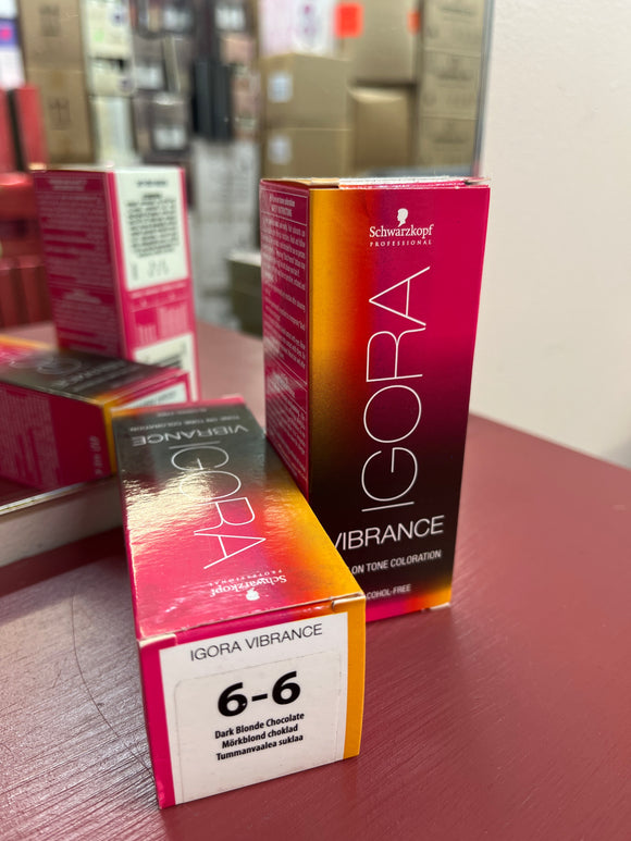 Schwarzkopf Igora Vibrance Tone-On-Tone Coloration 6-6 Dark Blonde Chocolate 60ml each 2x bottles