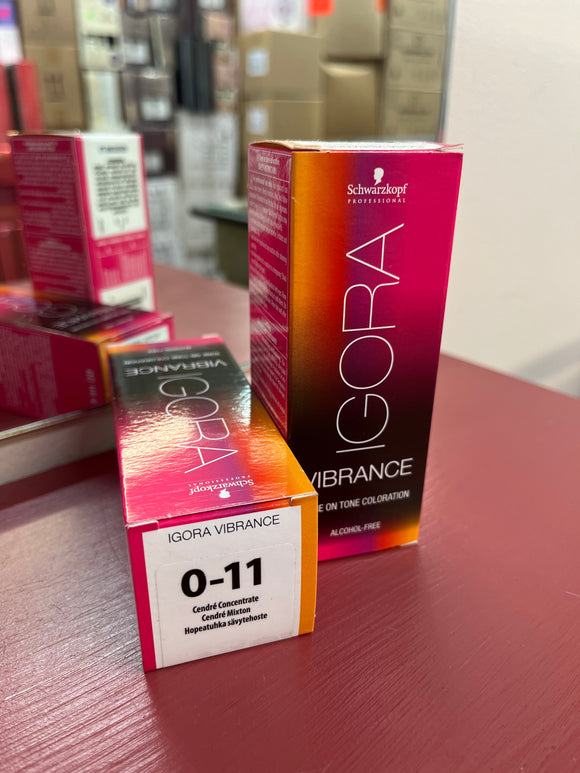 Schwarzkopf Igora Vibrance Tone-On-Tone Coloration 0-11 Anti Yellow Concentrate 60ml each 2x bottles