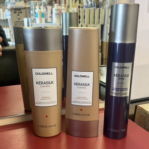 Goldwell Kerasilk Control shampoo & conditioner + Goldwell Kerasilk Fixing Effect Hairspray Trio Bundle deal