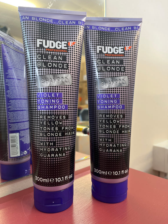 FUDGE CLEAN BLONDE VIOLET PURPLE BLONDE TONING 2 x SHAMPOO BIG 300ML each - Blonde toner or use on Grey hair - Limit 4 per parcel
