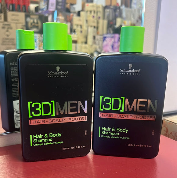 Schwarzkopf [3D] Men Hair & Body Shampoo 2 x bottles both 250ml