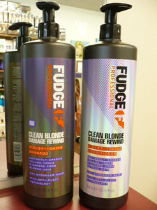 Fudge Clean Blonde Damage Rewind Violet Toning Shampoo & Conditioner LITRE DUO - Blonde toner