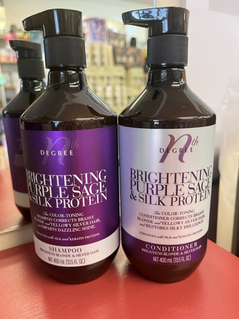 Nth Degree Purple BLONDE Sage & Silk Protein Shampoo & Conditioner 400ml + PUMPS