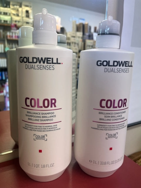 Goldwell Dualsenses 1LITRE Color Brilliance SHAMPOO & CONDITIONER DUO + PUMPS