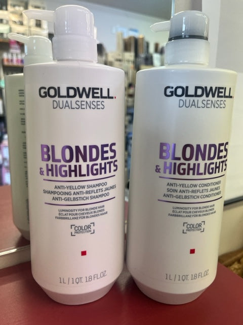 Goldwell Dualsenses 1LITRE Blondes & Highlights SHAMPOO & CONDITIONER DUO + PUMPS