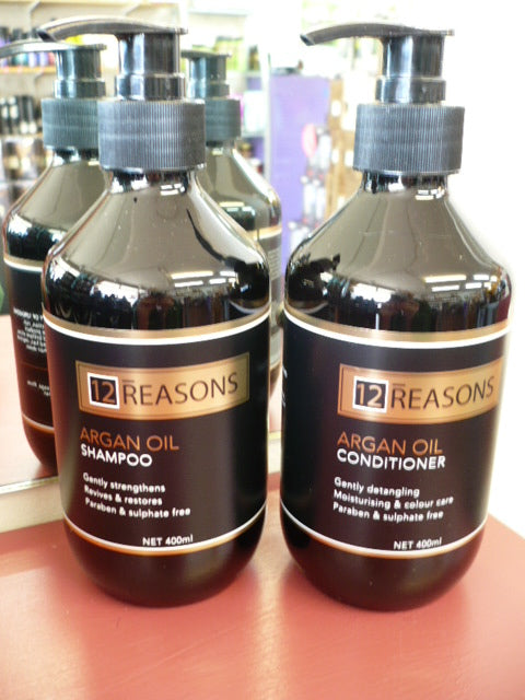 12Reasons Argan Oil Shampoo & Conditioner duo BIG 400ml each with pumps